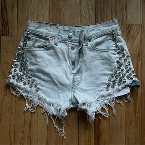 RP 4 LF studded ripped denim Levi’s vintage jean shorts spiked punk DIY handmade
